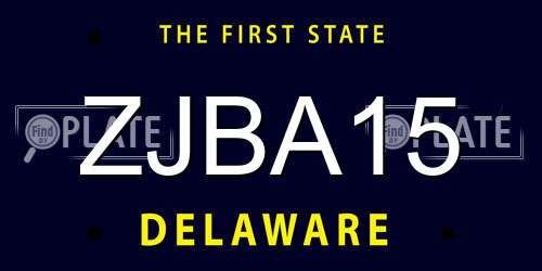 ZJBA15 Delaware License Plate