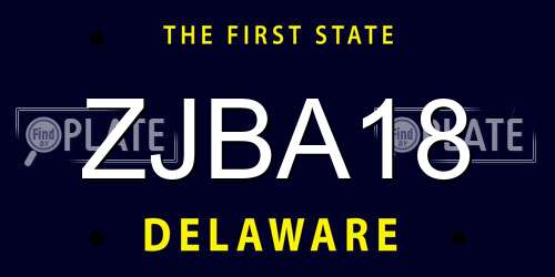 ZJBA18 Delaware License Plate