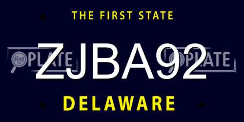 ZJBA92 Delaware License Plate