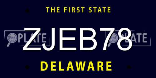ZJEB78 Delaware License Plate
