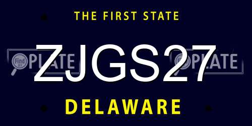 ZJGS27 Delaware License Plate