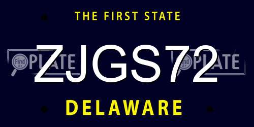 ZJGS72 Delaware License Plate