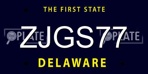 ZJGS77 Delaware License Plate