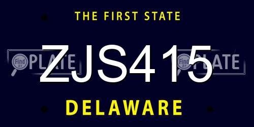 ZJS415 Delaware License Plate