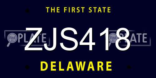 ZJS418 Delaware License Plate