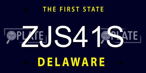 ZJS41S Delaware License Plate