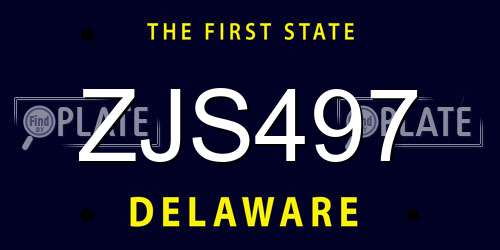 ZJS497 Delaware License Plate