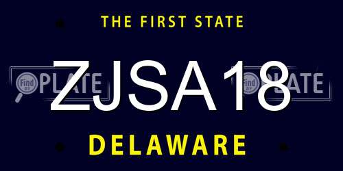 ZJSA18 Delaware License Plate