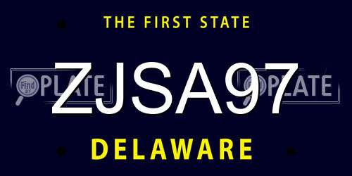 ZJSA97 Delaware License Plate