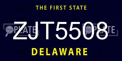 ZJT5508 Delaware License Plate