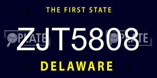 ZJT5808 Delaware License Plate