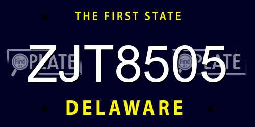 ZJT8505 Delaware License Plate
