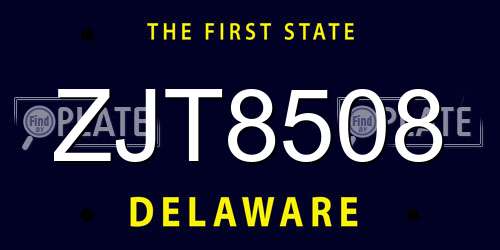 ZJT8508 Delaware License Plate