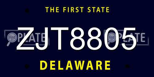 ZJT8805 Delaware License Plate
