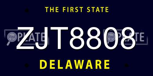 ZJT8808 Delaware License Plate