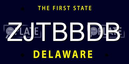 ZJTBBDB Delaware License Plate