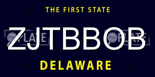 ZJTBBOB Delaware License Plate
