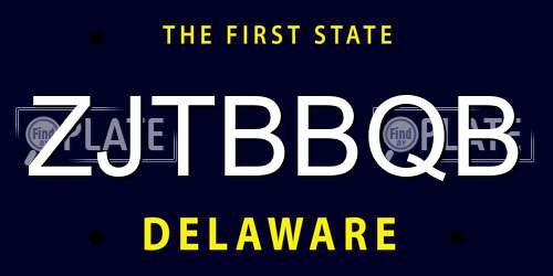 ZJTBBQB Delaware License Plate
