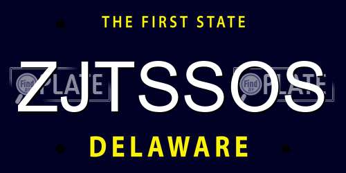 ZJTSSOS Delaware License Plate