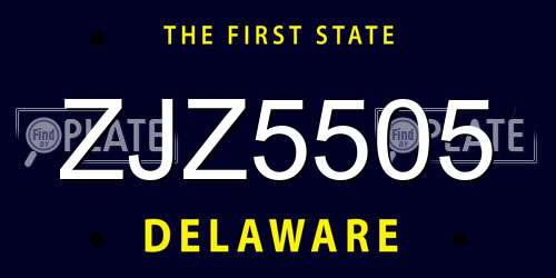 ZJZ5505 Delaware License Plate
