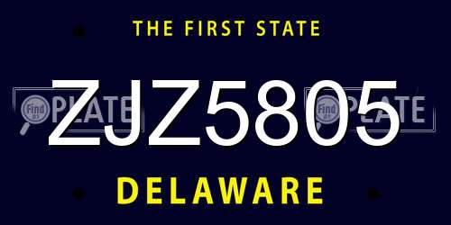ZJZ5805 Delaware License Plate