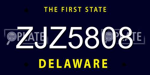 ZJZ5808 Delaware License Plate
