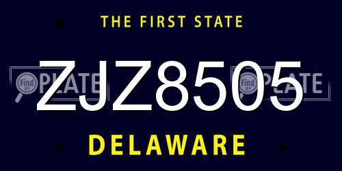 ZJZ8505 Delaware License Plate