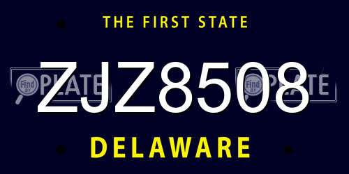 ZJZ8508 Delaware License Plate