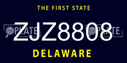 ZJZ8808 Delaware License Plate