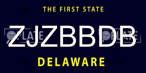 ZJZBBDB Delaware License Plate