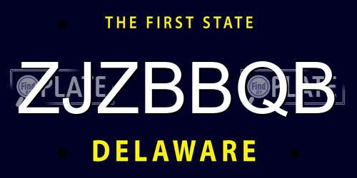 ZJZBBQB Delaware License Plate
