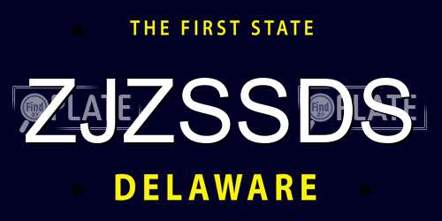 ZJZSSDS Delaware License Plate