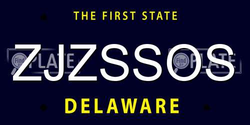 ZJZSSOS Delaware License Plate