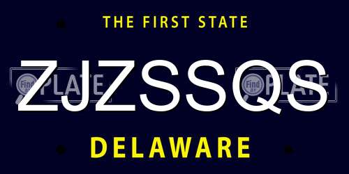 ZJZSSQS Delaware License Plate