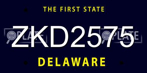 ZKD2575 Delaware License Plate