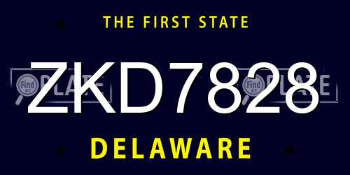 ZKD7828 Delaware License Plate
