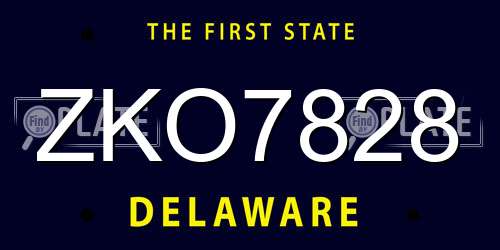 ZKO7828 Delaware License Plate