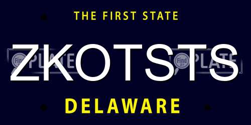 ZKOTSTS Delaware License Plate