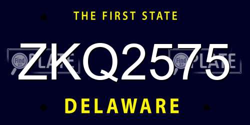 ZKQ2575 Delaware License Plate