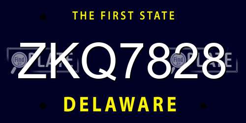 ZKQ7828 Delaware License Plate