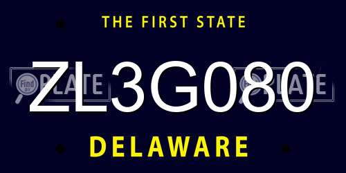 ZL3G080 Delaware License Plate