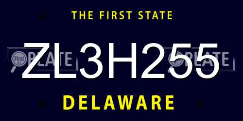 ZL3H255 Delaware License Plate