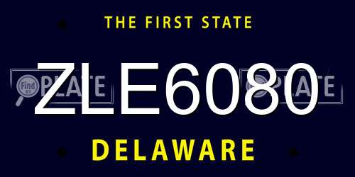 ZLE6080 Delaware License Plate