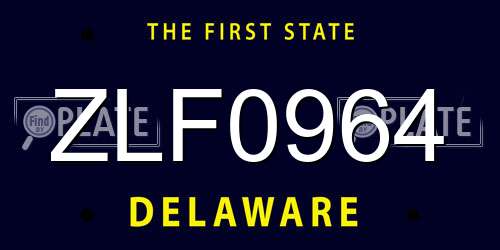 ZLF0964 Delaware License Plate