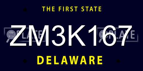 ZM3K167 Delaware License Plate