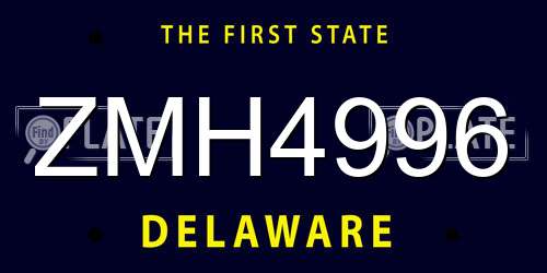 ZMH4996 Delaware License Plate