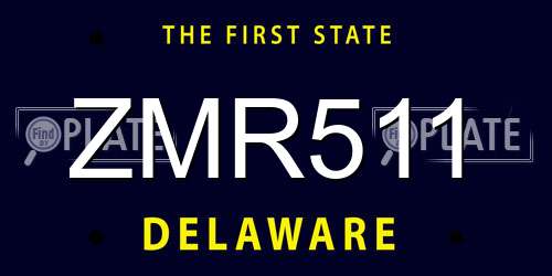 ZMR511 Delaware License Plate