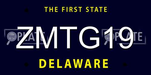 ZMTG19 Delaware License Plate
