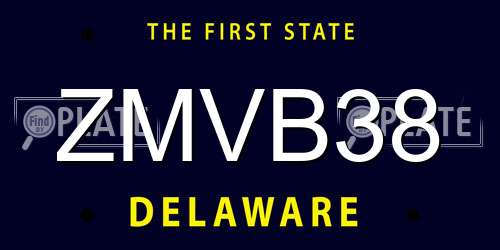 ZMVB38 Delaware License Plate