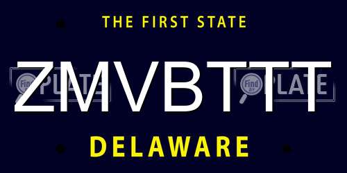 ZMVBTTT Delaware License Plate